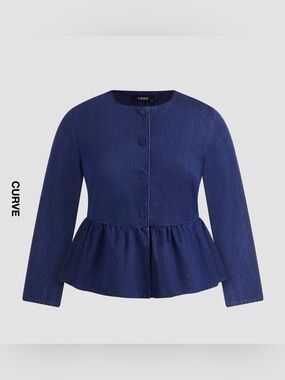 Cider Navy Button-Front Peplum Top